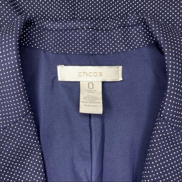 Chico’s Polka Dot Blazer Jacket Navy Blue & White Small - Picture 9 of 9